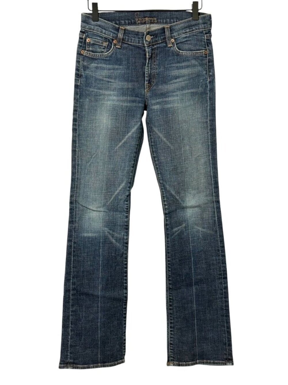 7 For All Mankind Women's Bootcut Jeans Blue Low Rise Cotton Retro Y2K Size 28